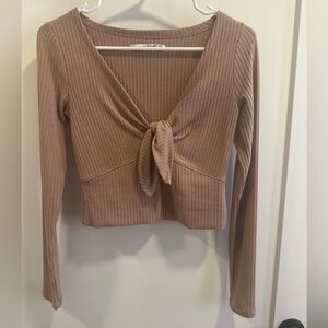 Women's Ribbed Tie-Front Top